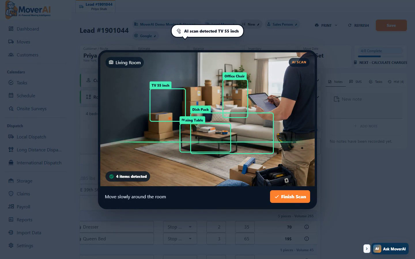 Moverai AI Inventory Vision identifying and counting household items